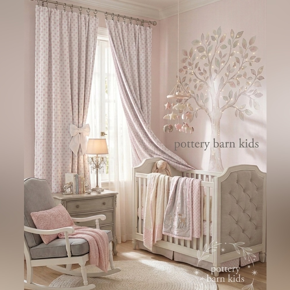 Pottery Barn Kids Pink & Cream Nursery Curtains